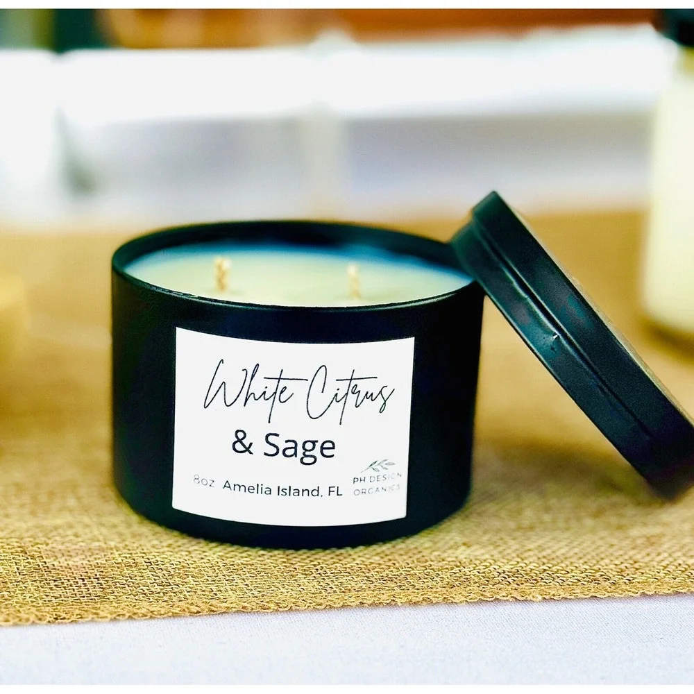 PH Design‎ Organics White Citrus & Sage Candle - Fresh Herbal Clean 8oz